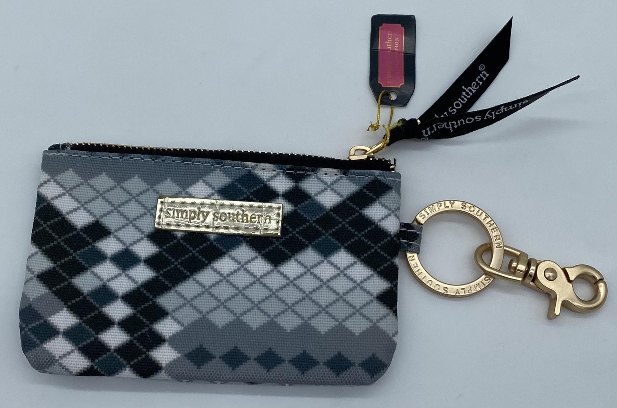 Simply Southern brand Wallet, Gray/Black Digital Camo Zip Coin/ID Holder, NEW!