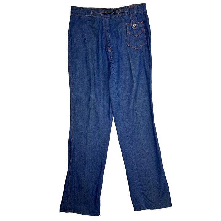 VTG 80s Rockabilly Womens Large High Rise Wide Leg Denim Blue Jeans