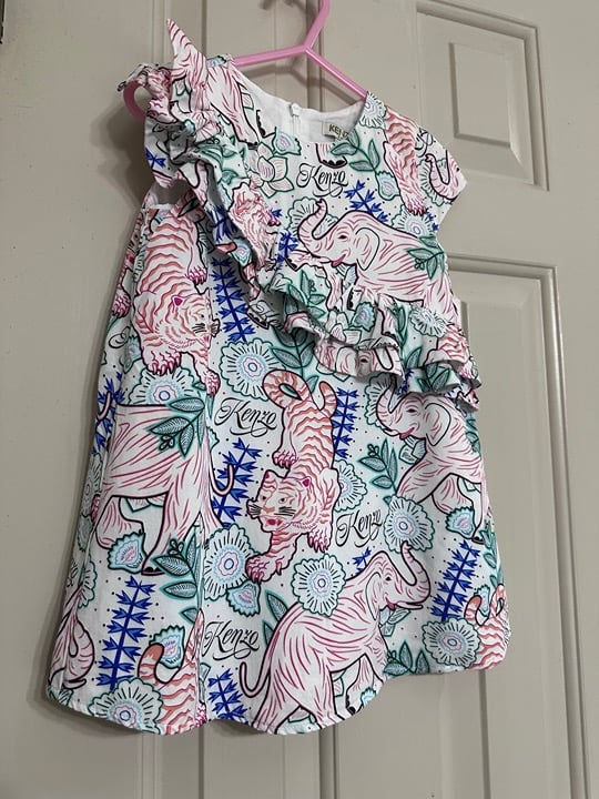 Authentic Kenzo Animal Print Dress with Ruffle