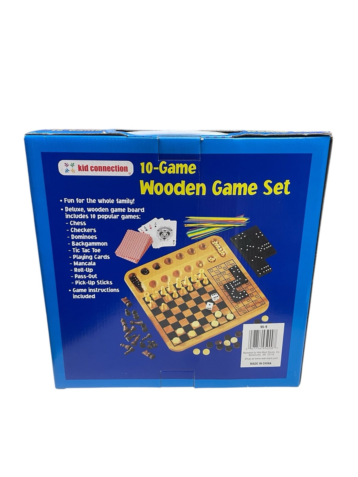 New Kid Connection 10-Game Wooden Game Set Chess Checkers Dominoes Tic Tac Toe