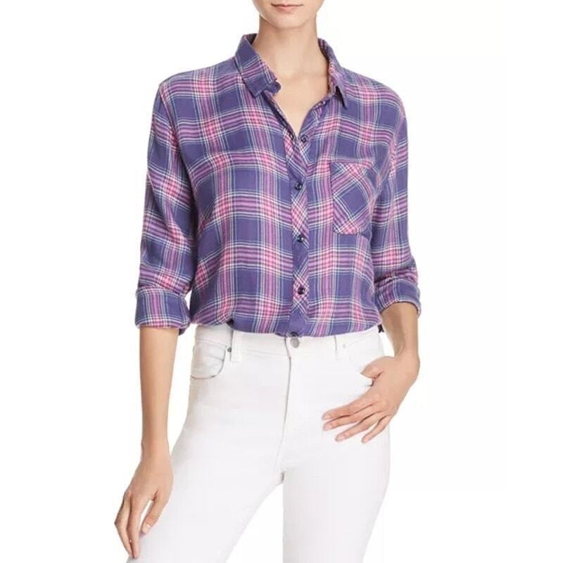 Rails Womens Hunter Plaid Flannel Shirt in Wisteria Pink Aqua Sz M | Soft Comfy