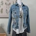 Vintage 90s Y2k Upcycled Embellished Floral Denim Jacket Fairy Grunge Whimsy S