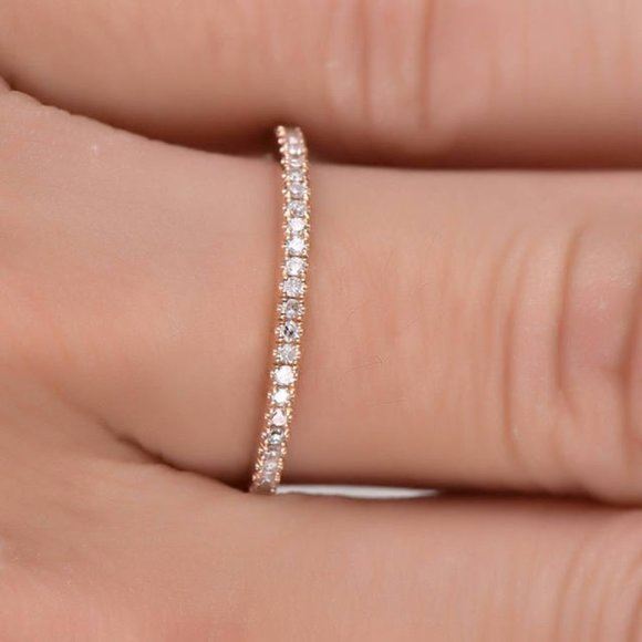 NEW 18K Rose Gold Half Eternity Ring