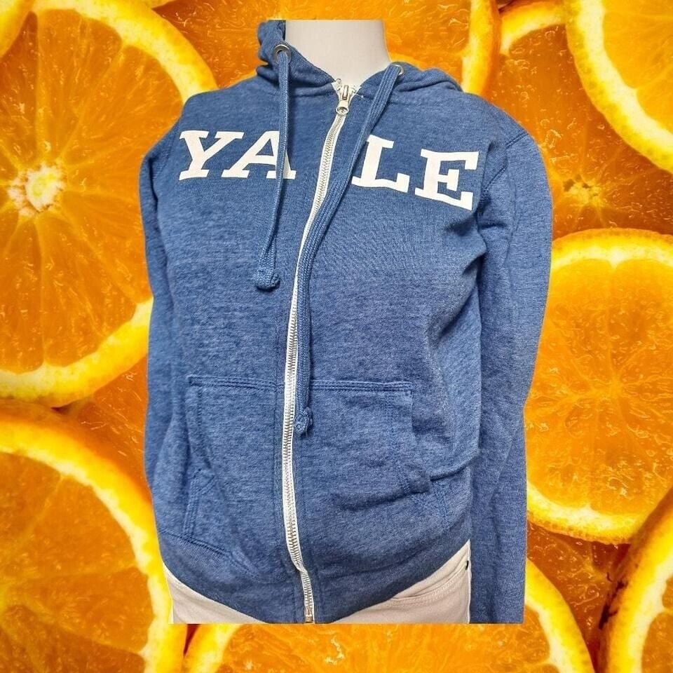 Redshirt Women's Blue Oversized Printed YALE Full-Zip Fleece Hoodie Size M