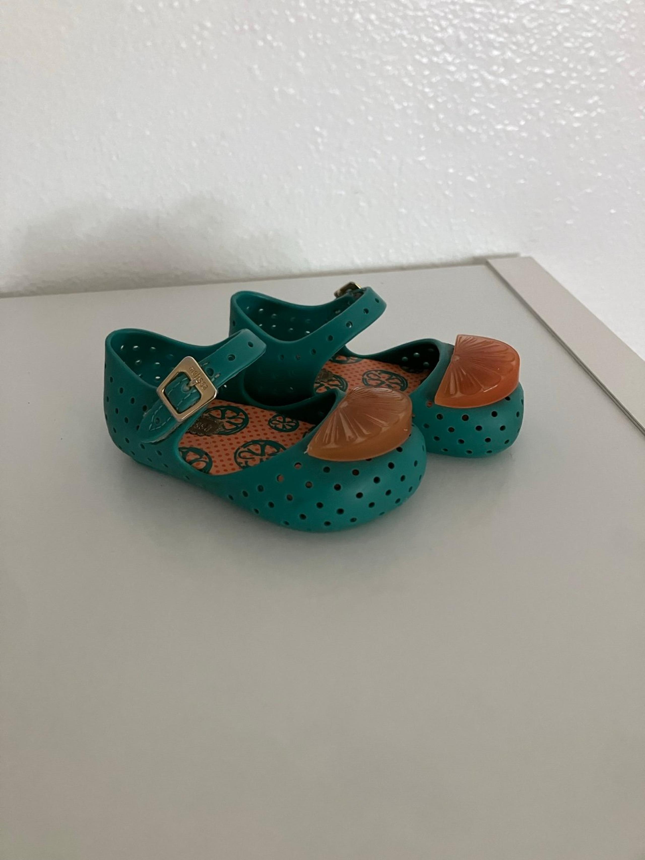 Mini Melissa Green Shoes with Sliced Oranges Little Girls Size 5
