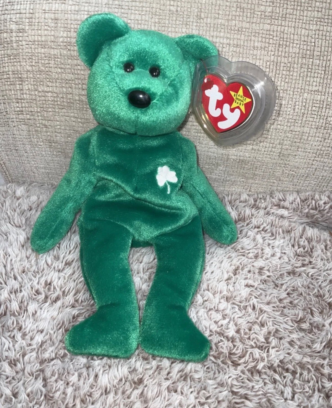 TY Beanie Babies 1997 Erin Bear (PE Pellets) RARE Errors on Tag