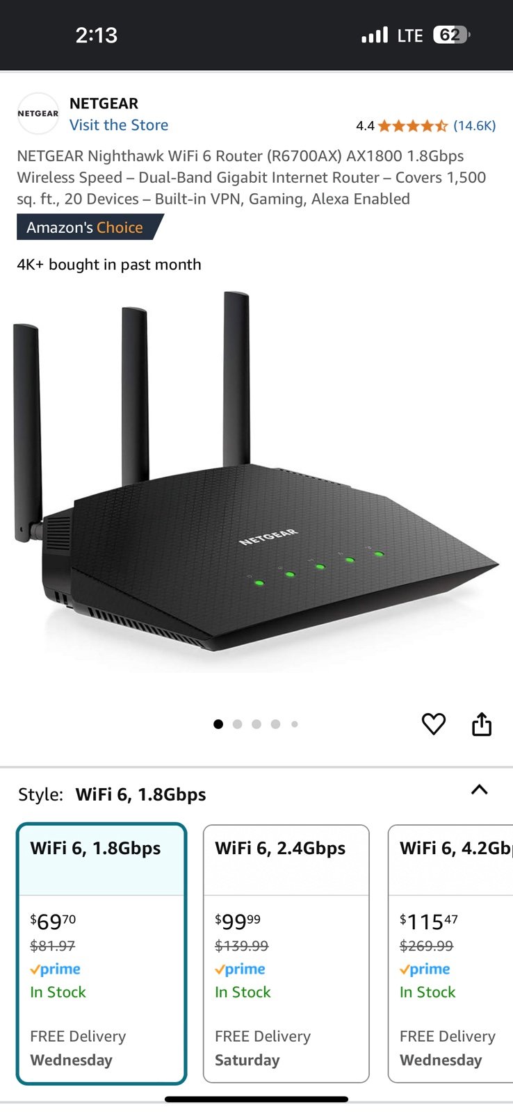 NETGEAR Nighthawk WiFi 6 Router (R6700AX)
