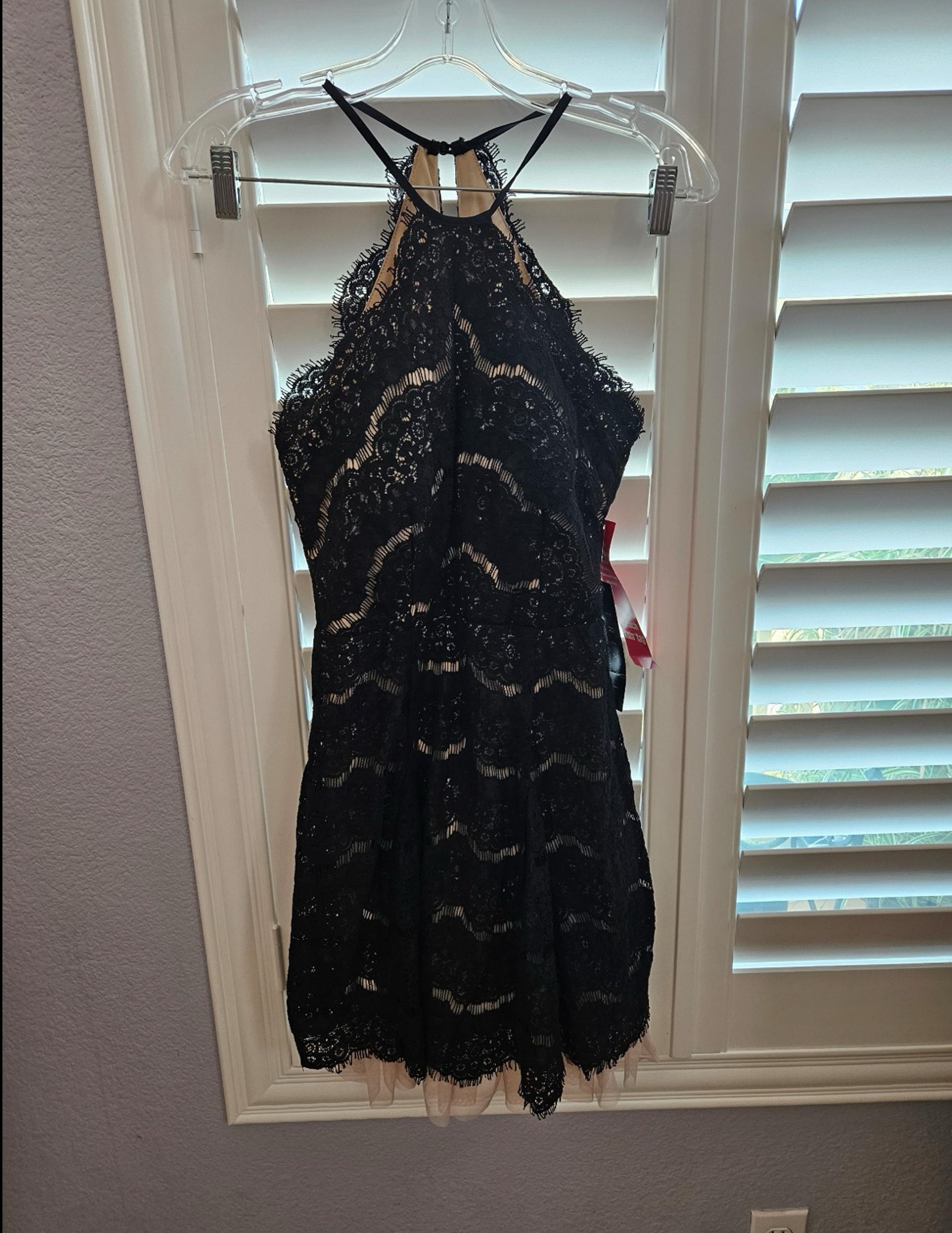 Trixxi formal mini cocktail black and tan dress size medium