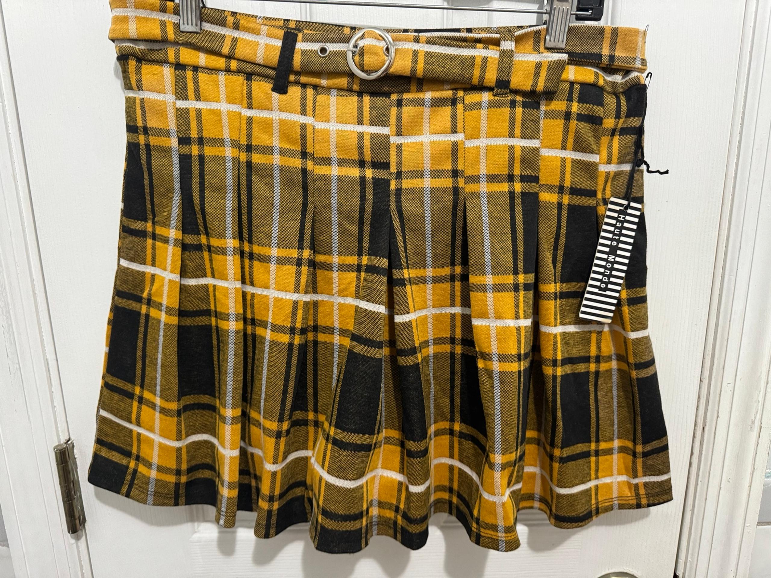 Haute Monde Belted Plaid Pleated Mini Skirt size 2XL