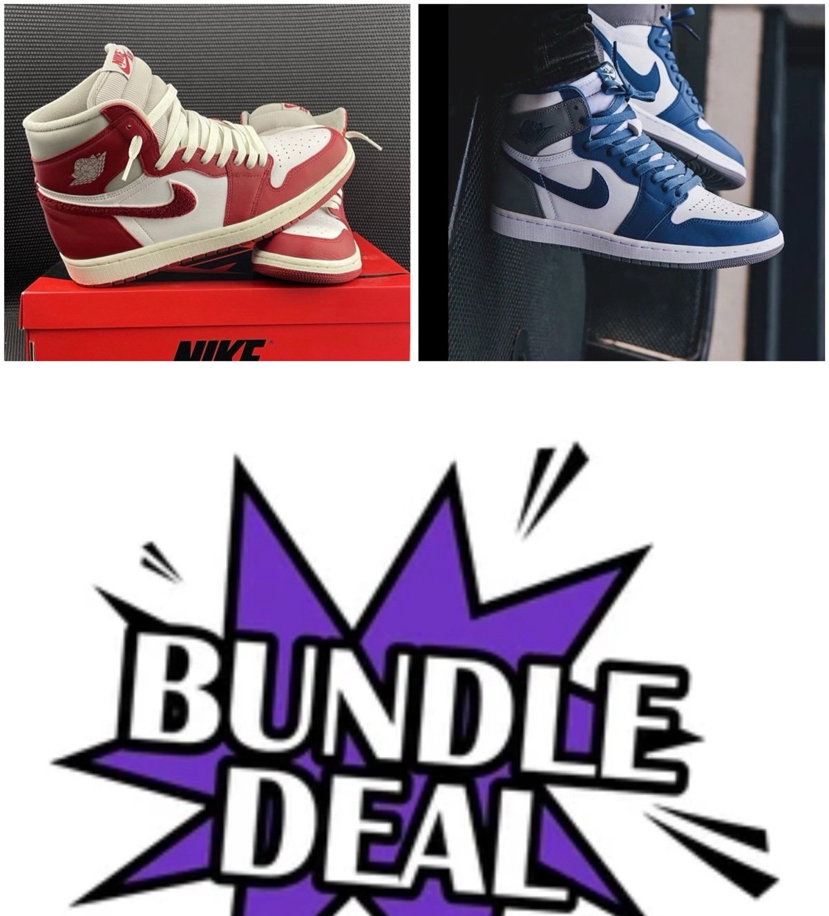 Two Authentic Jordan 1 ( Red and Blue ) Nike retro Hightop