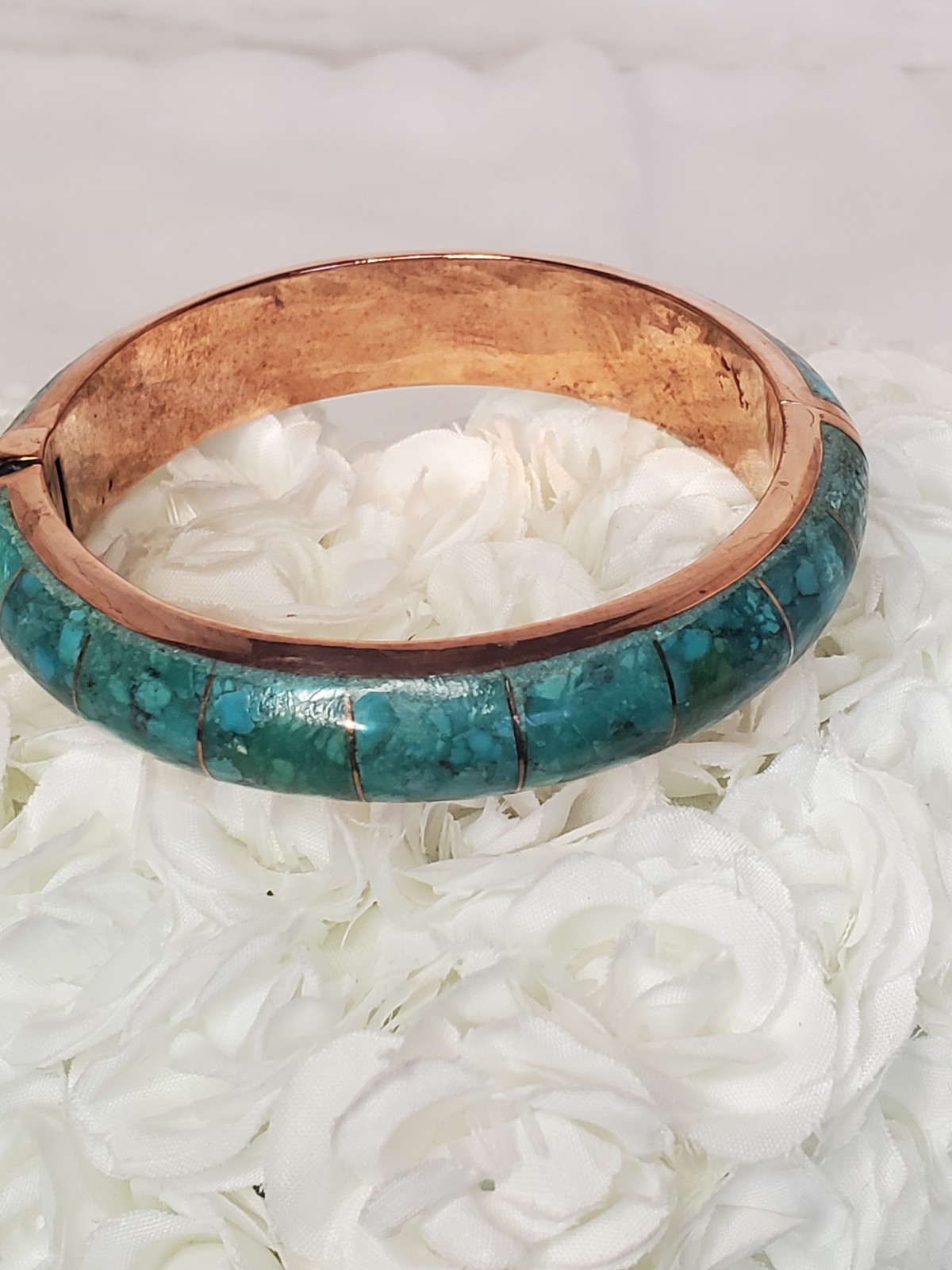 Jay King Mongolian Turqoise Inlaid Copper Bangle Misty Mountain