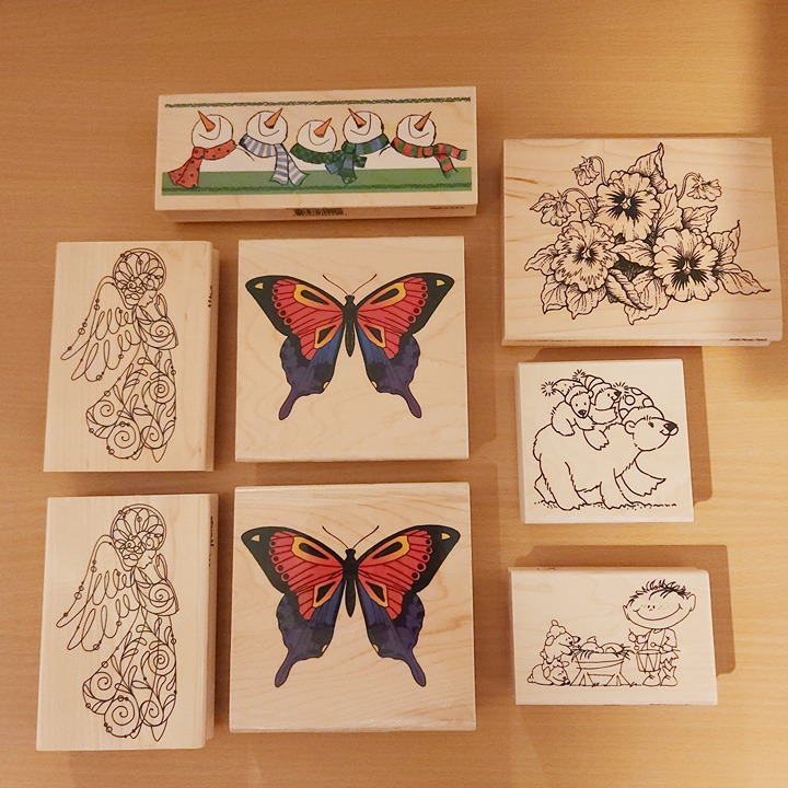 8 STAMPENDOUS Inkadinkado TARA REED rubber STAMPS HAPPEN holiday butterfly NEW