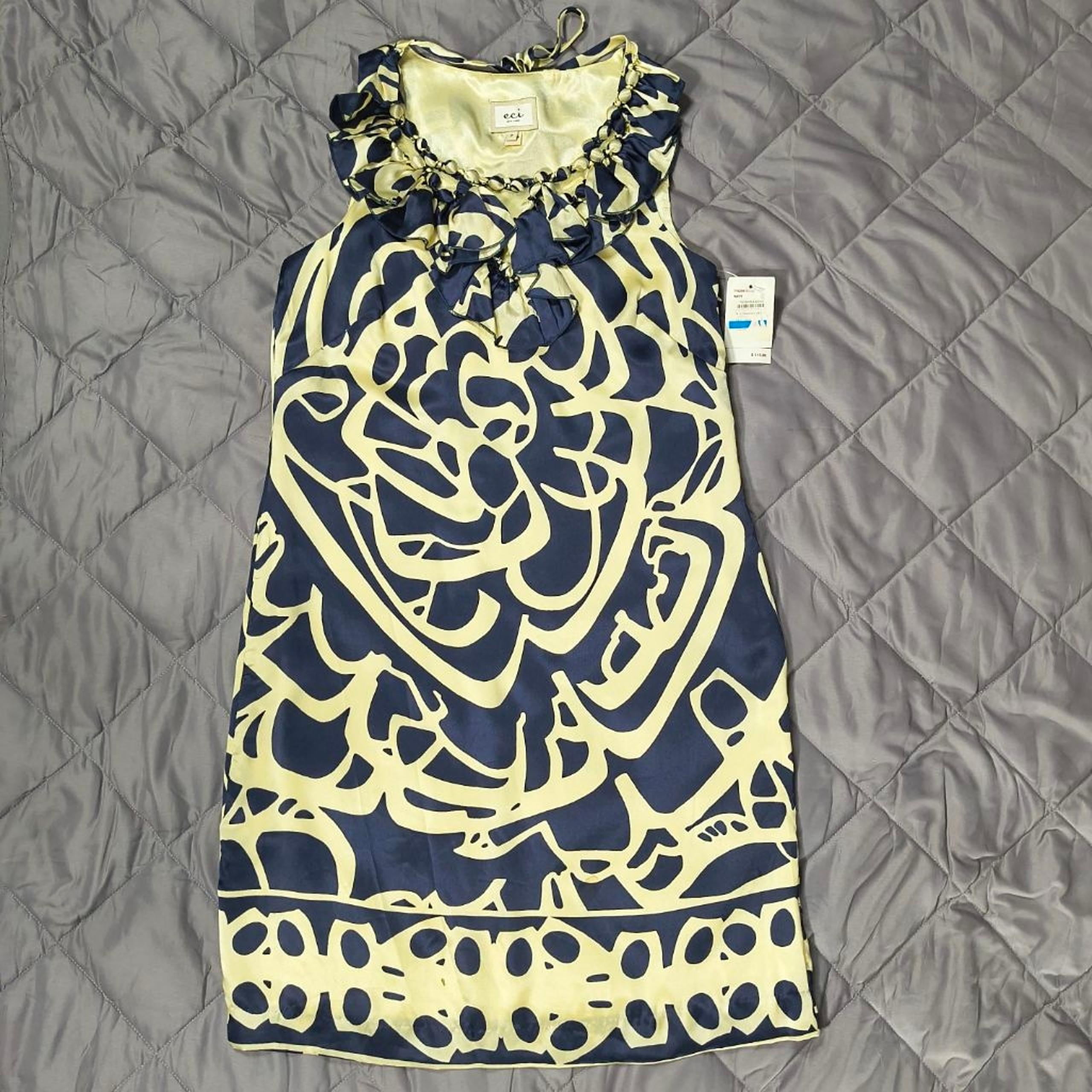 (2) Women's ECI New York Yellow and Navy Patterned Dress