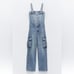 ZARA NWT WOMAN TRF DENIM CARGO JUMPSUIT BLUE | 8197/238 293/015