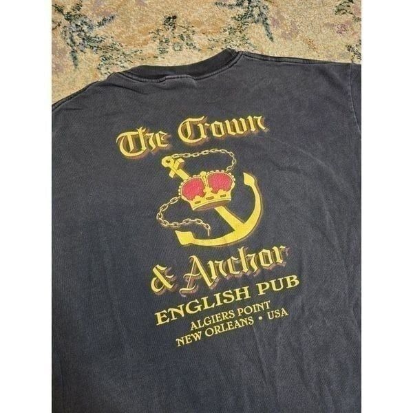 Vtg 90's Crown & Anchor English Pub New Orleans Algiers Point Size Large Black
