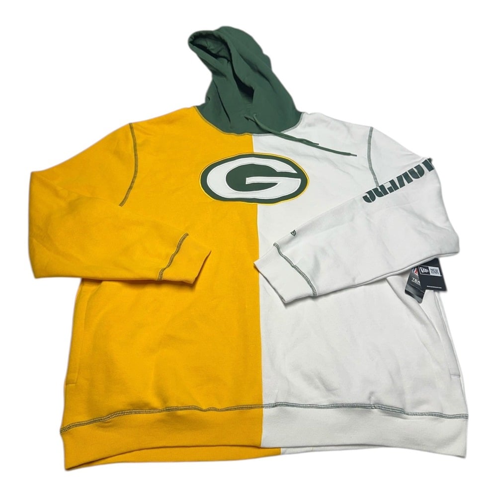 New Era Green Bay Packers Hoodie Mens 3XL Colorblcok Pullover Sweatshirt NFL NWT