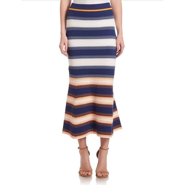 Tanya Taylor Soft Laser-Cut Maxi Skirt Size Medium