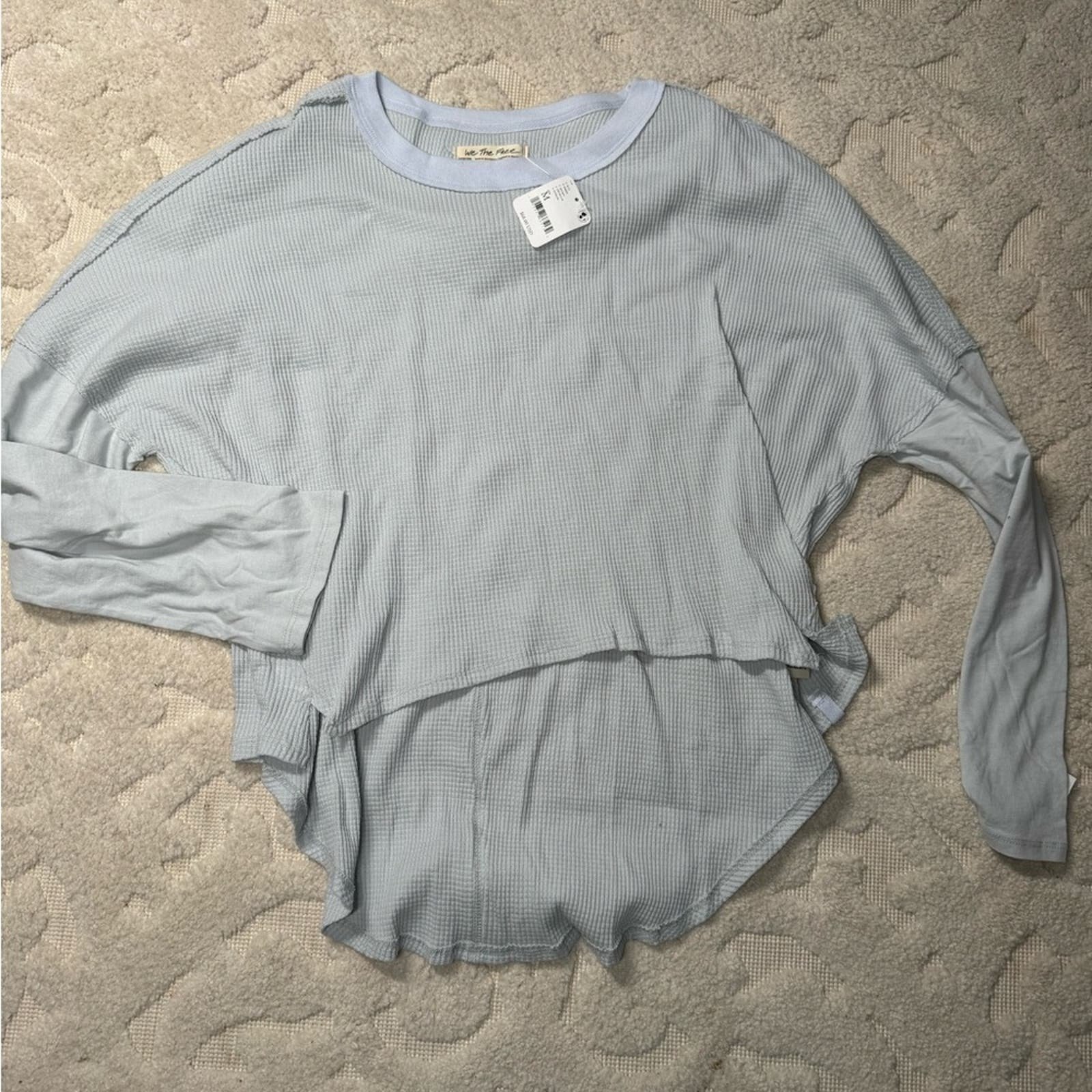 We The Free Women's Gray Pullover long sleeve Thermal Tees M Size NWT blue