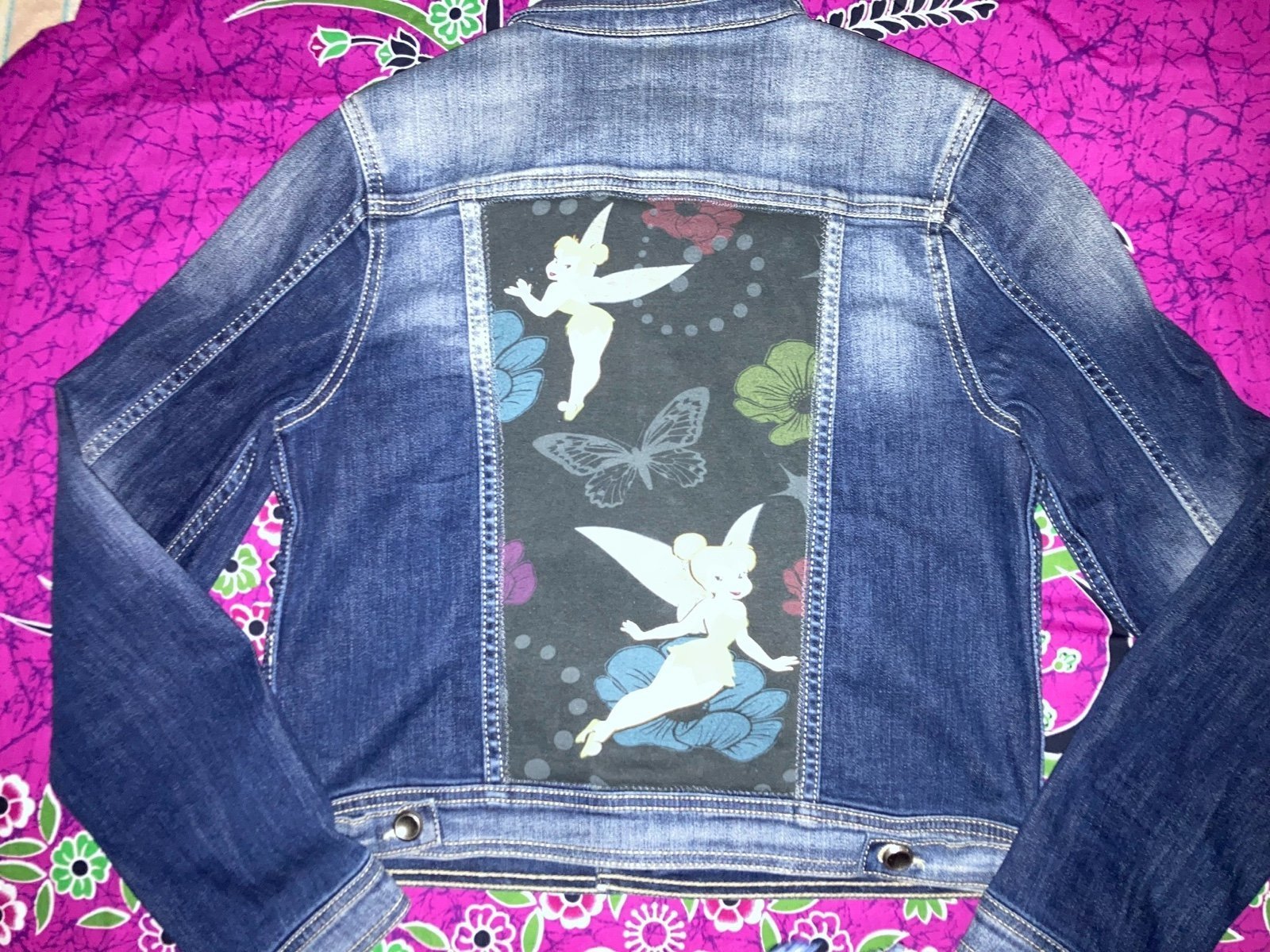 Womens M Kancan Los Angeles Denim Jacket with Tinkerbell