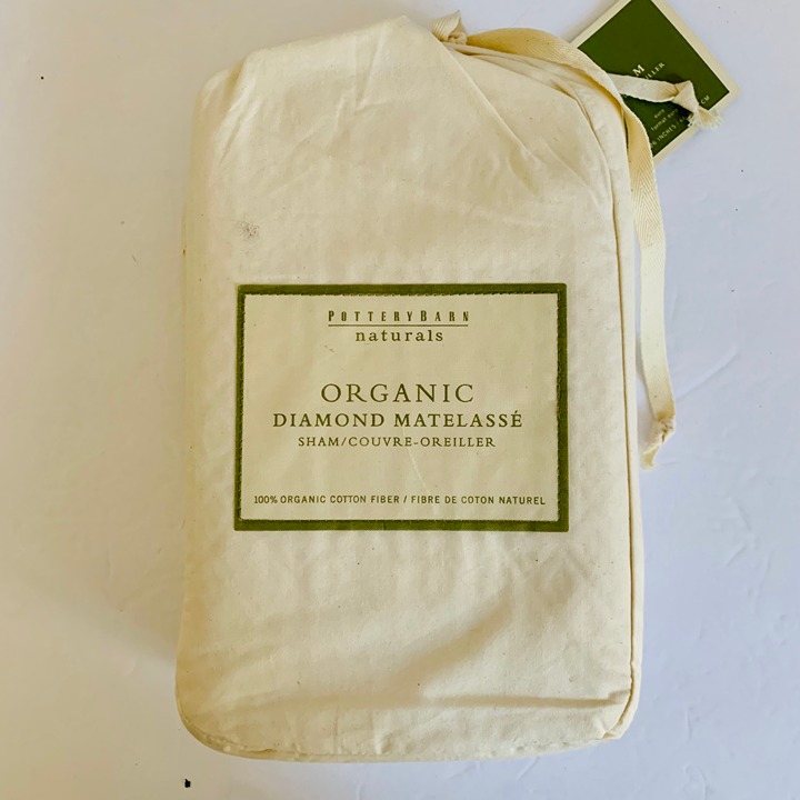 POTTERY BARN NATURALS ORGANIC DIAMOND MATELASSE PILLOW SHAM IVORY