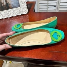 Kate Spade Green Spade Leather Flats Size 8.5