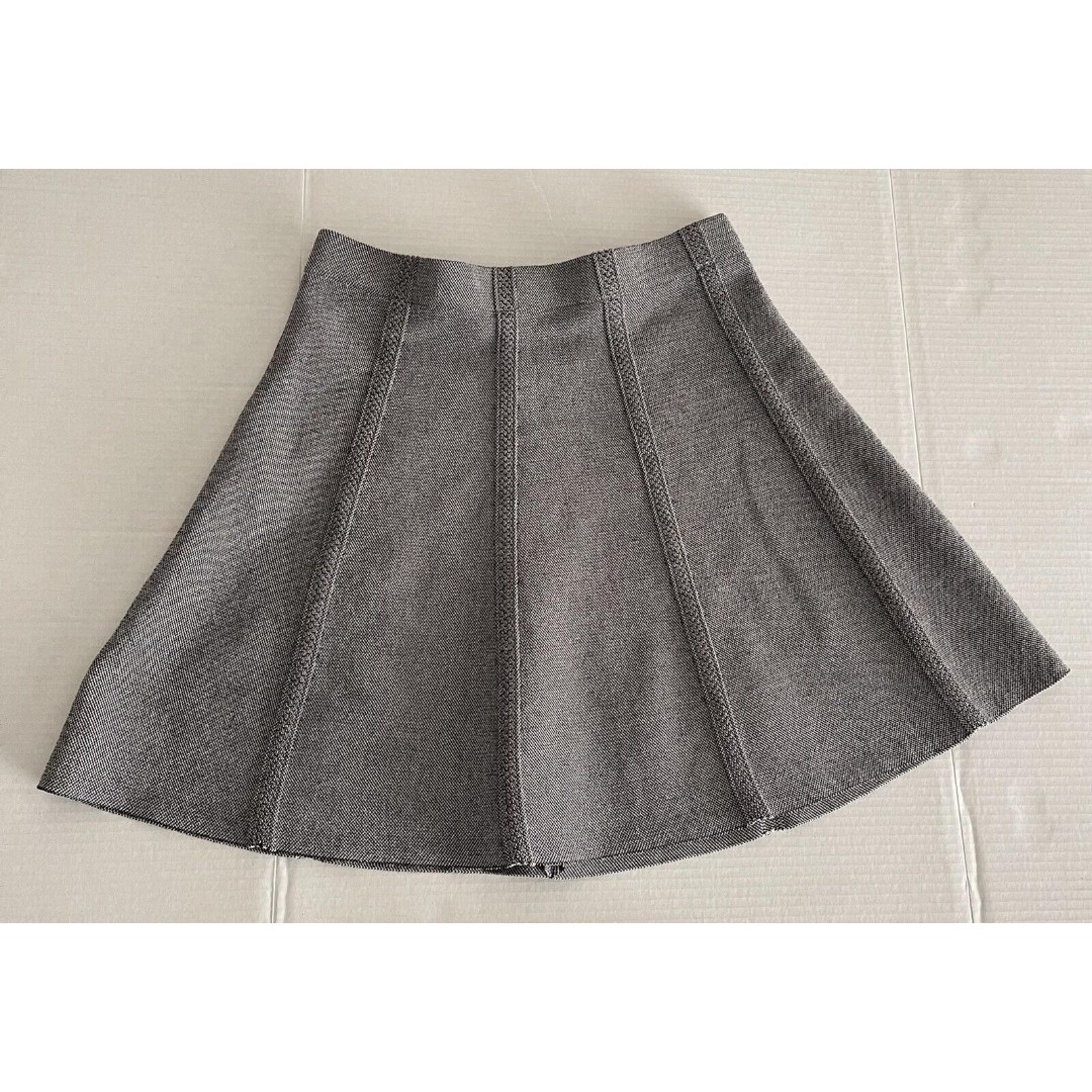 Zara Basic Skirt Womens M Black White Gray Woven Paneled A-line