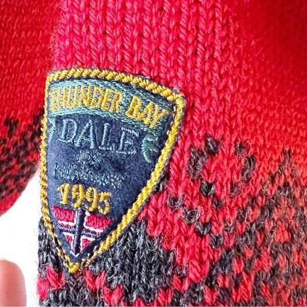Dale of Norway Men’s XL Red Wool Hand Knit Nordic shops Sweater Quarter Zip Intarsia