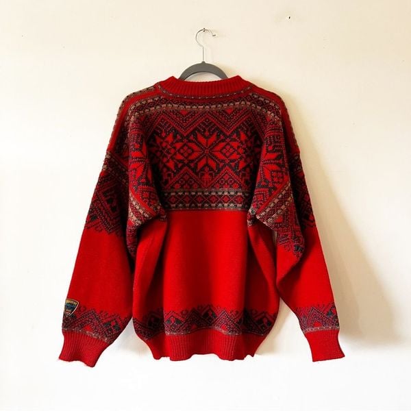 Dale of Norway Men’s XL Red Wool Hand Knit Nordic shops Sweater Quarter Zip Intarsia