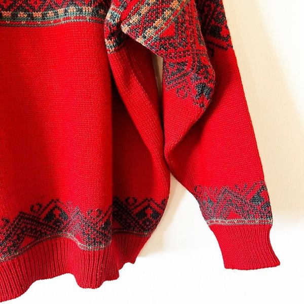 Dale of Norway Men’s XL Red Wool Hand Knit Nordic shops Sweater Quarter Zip Intarsia