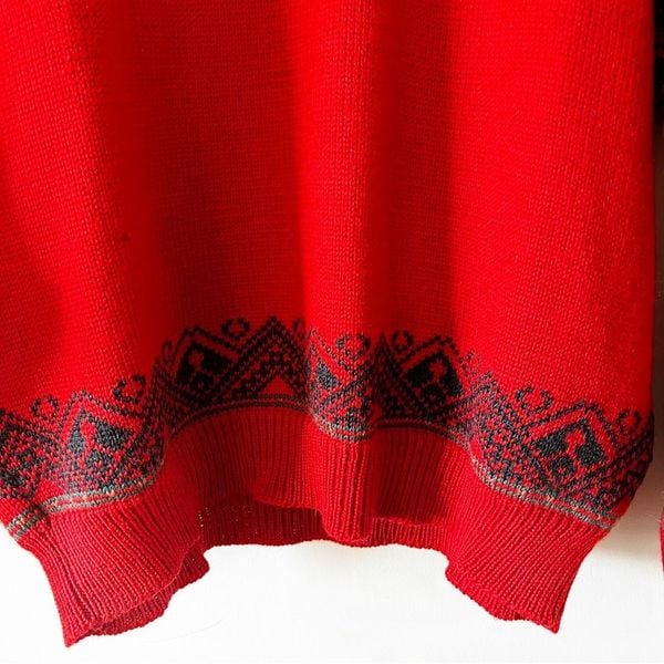 Dale of Norway Men’s XL Red Wool Hand Knit Nordic shops Sweater Quarter Zip Intarsia