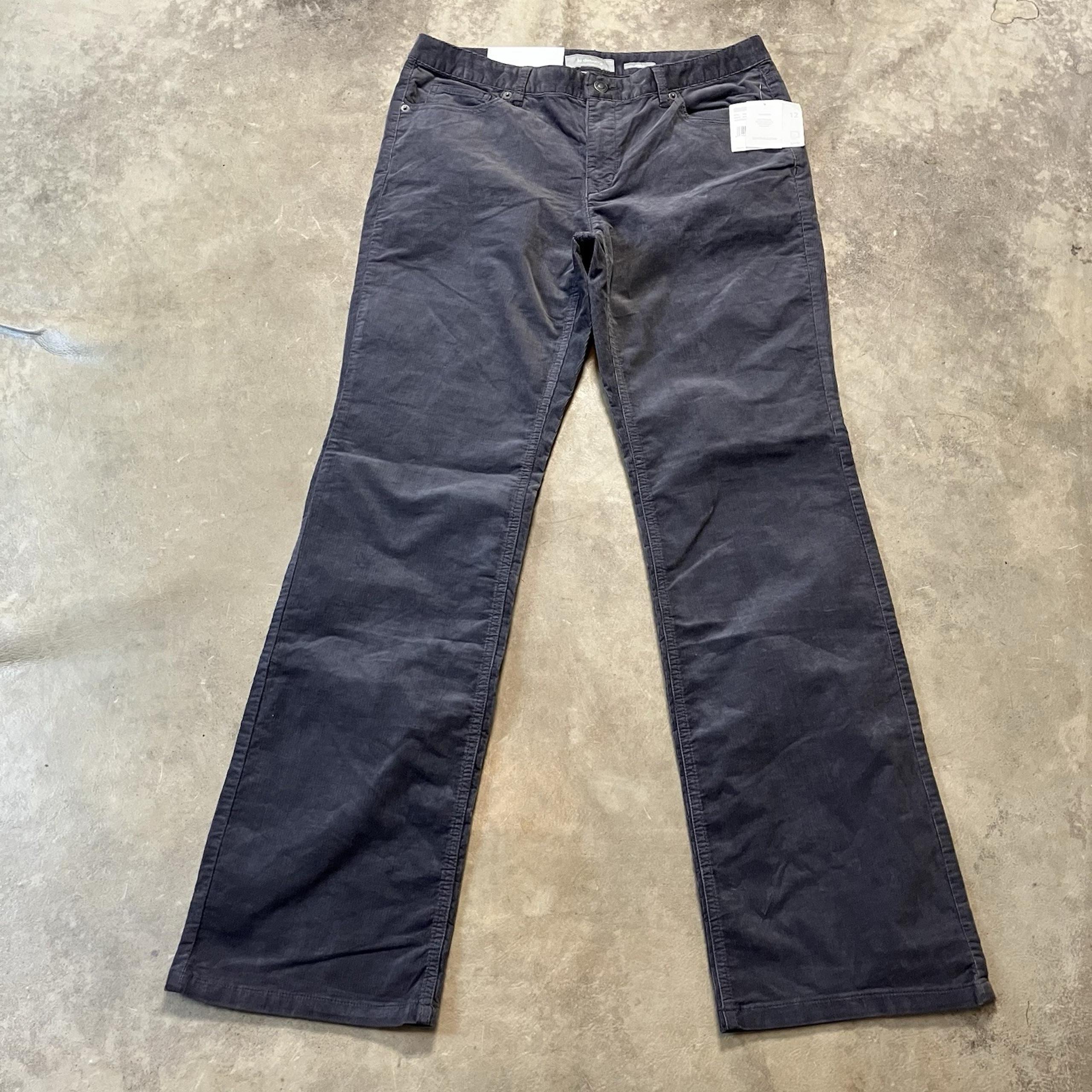 Liz Claiborne Corduroy Pants Womens Size 12 Gray Sloane Slim Bootcut Mid Rise