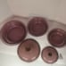 Vision Ware Pyrex 5 Piece Set Cranberry Colored Ribbed Casserole Bakeware, Clean