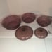 Vision Ware Pyrex 5 Piece Set Cranberry Colored Ribbed Casserole Bakeware, Clean