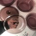 Vision Ware Pyrex 5 Piece Set Cranberry Colored Ribbed Casserole Bakeware, Clean
