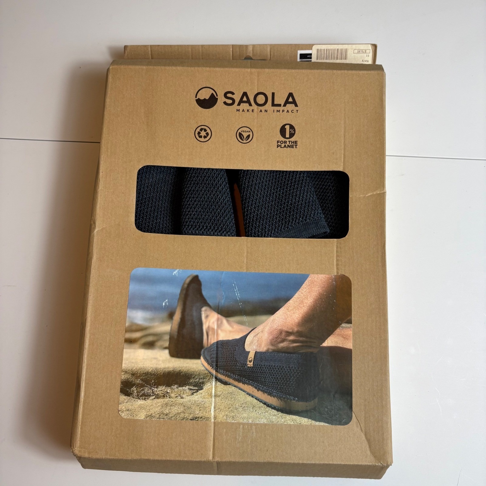 SAOLA Sequoia II Navy Knit Vegan Espadrille Loafer Shoes Men US 11 EUR 44.5