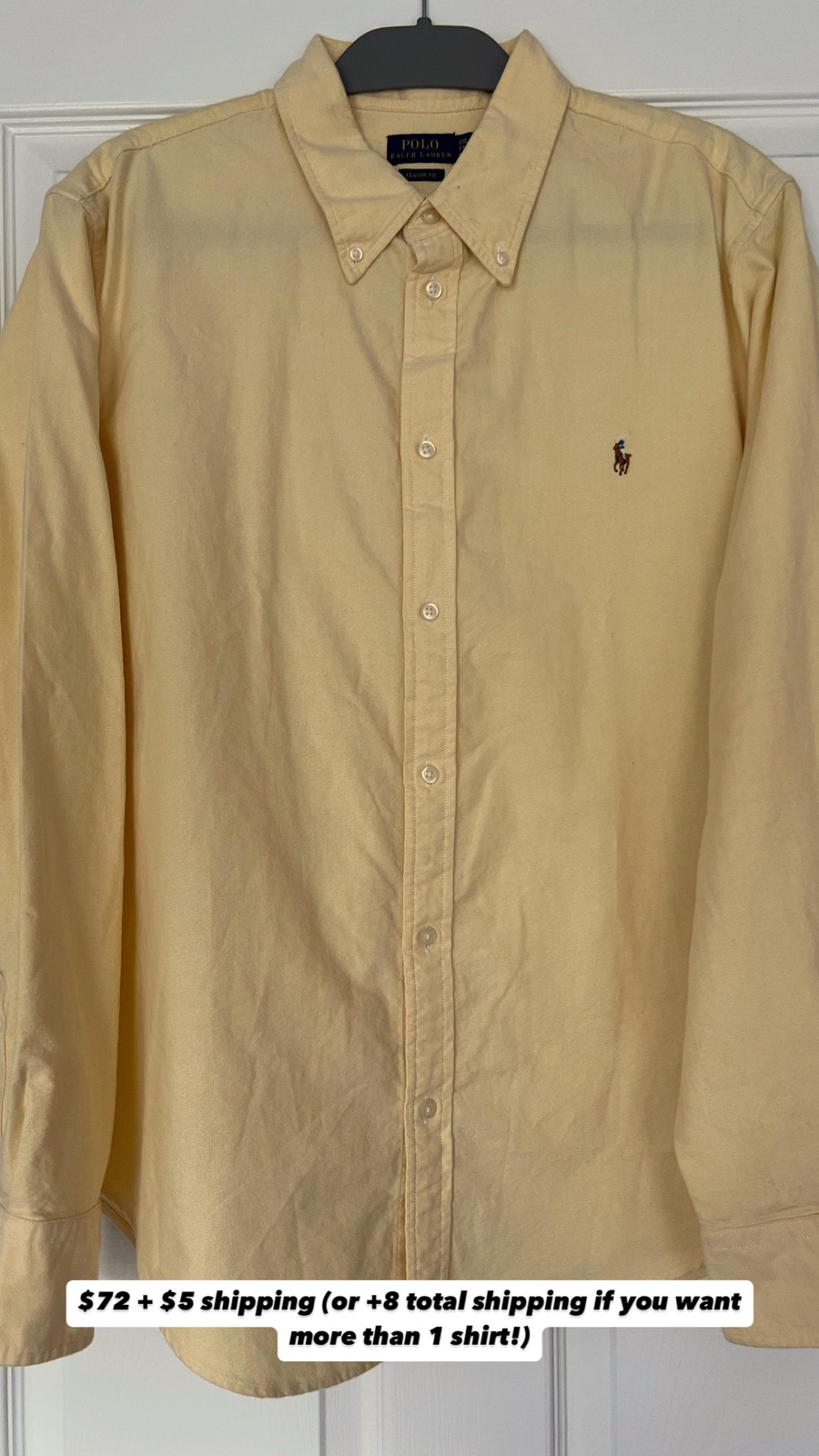 Women's Polo Ralph Lauren Yellow Classic Fit Button Down Shirt