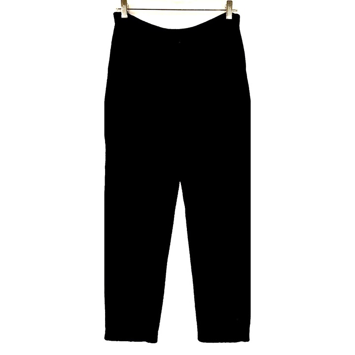 St John Womens Santana Knit Pleated Pants Black elastic waist sz 4 Pullon 27x27
