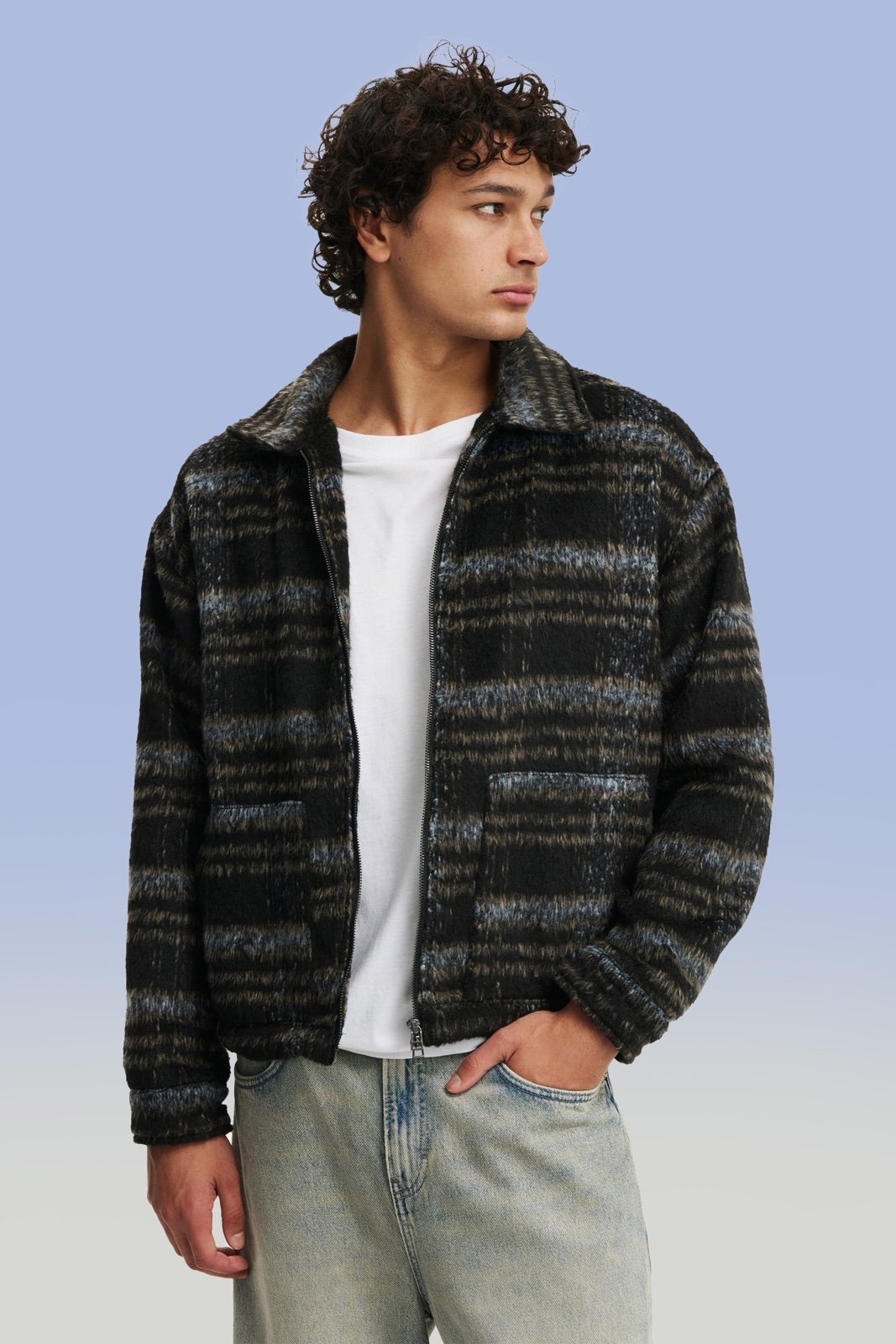 HOT SALE! Cotton On!! Harrington Jacket/ black check Size L Men's. Classic