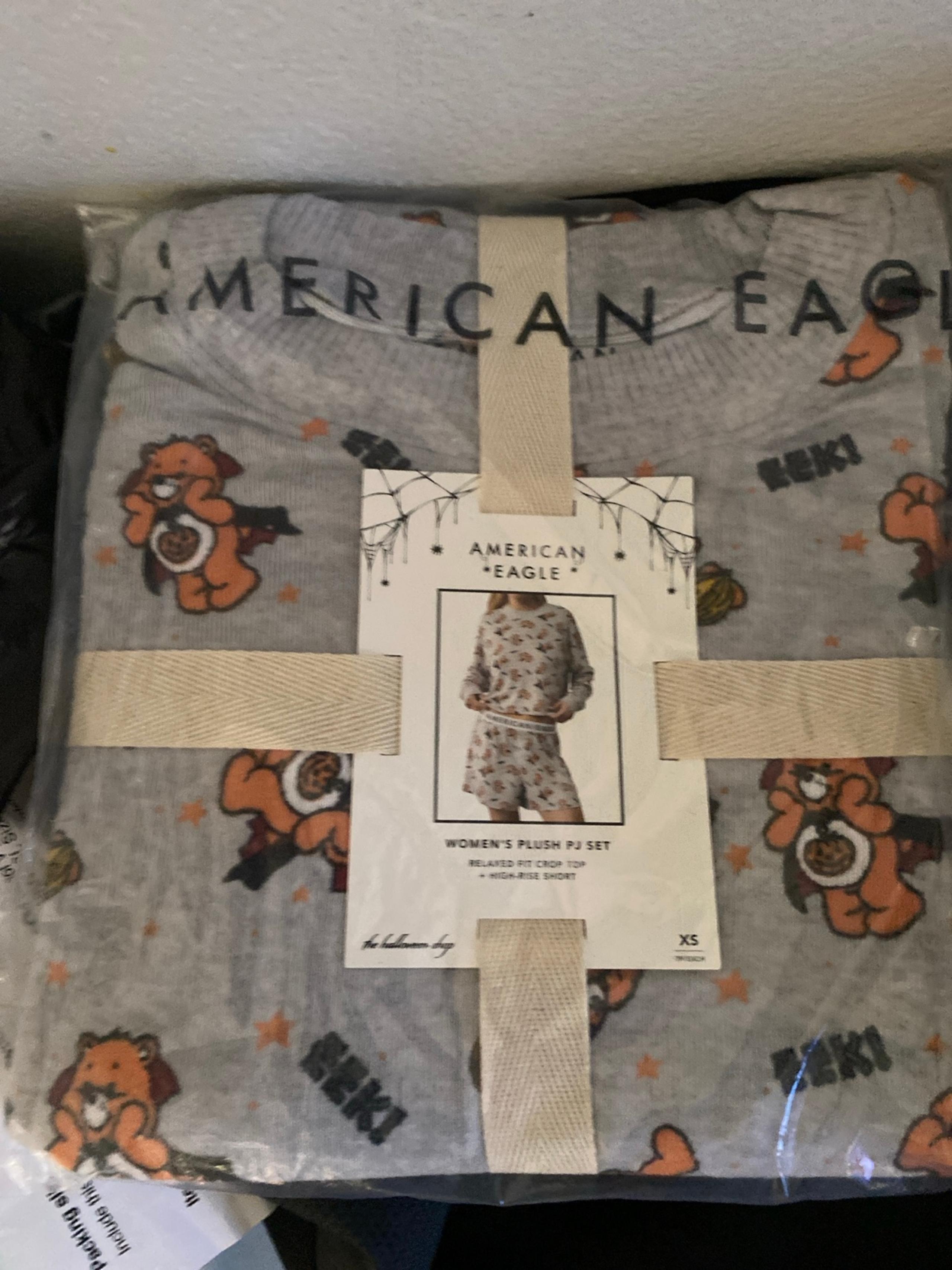 Ae American Eagle care bear Halloween plush pj Pam’s 2 piece set women xs