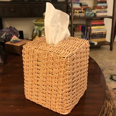 Vintage Pink Wicker Woven Tissue Box