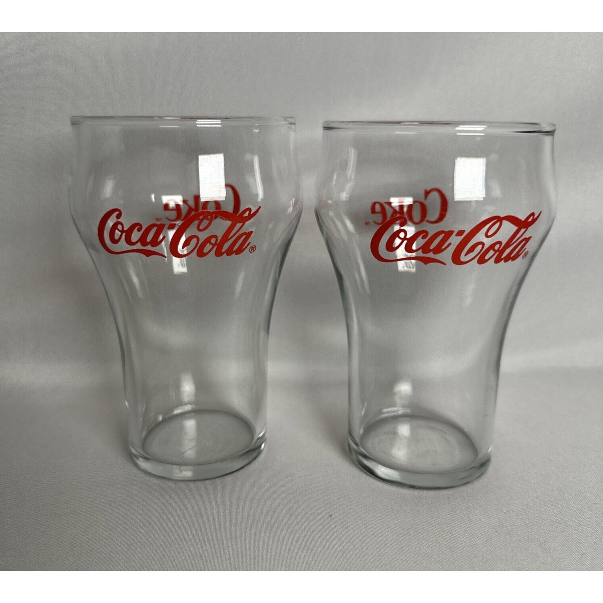 Vintage Pair Of Coca Cola Dinner Drinking Glasses 5” Tall