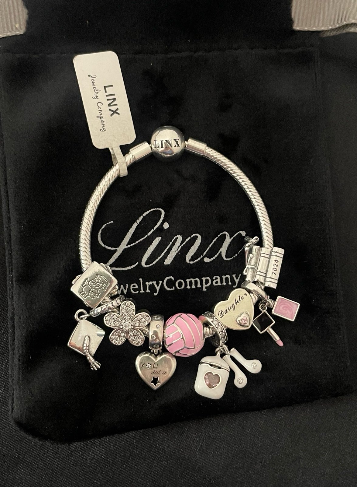 Linx Bracelet with Class of 2024 Graduation Daughter and Volleyball Charms