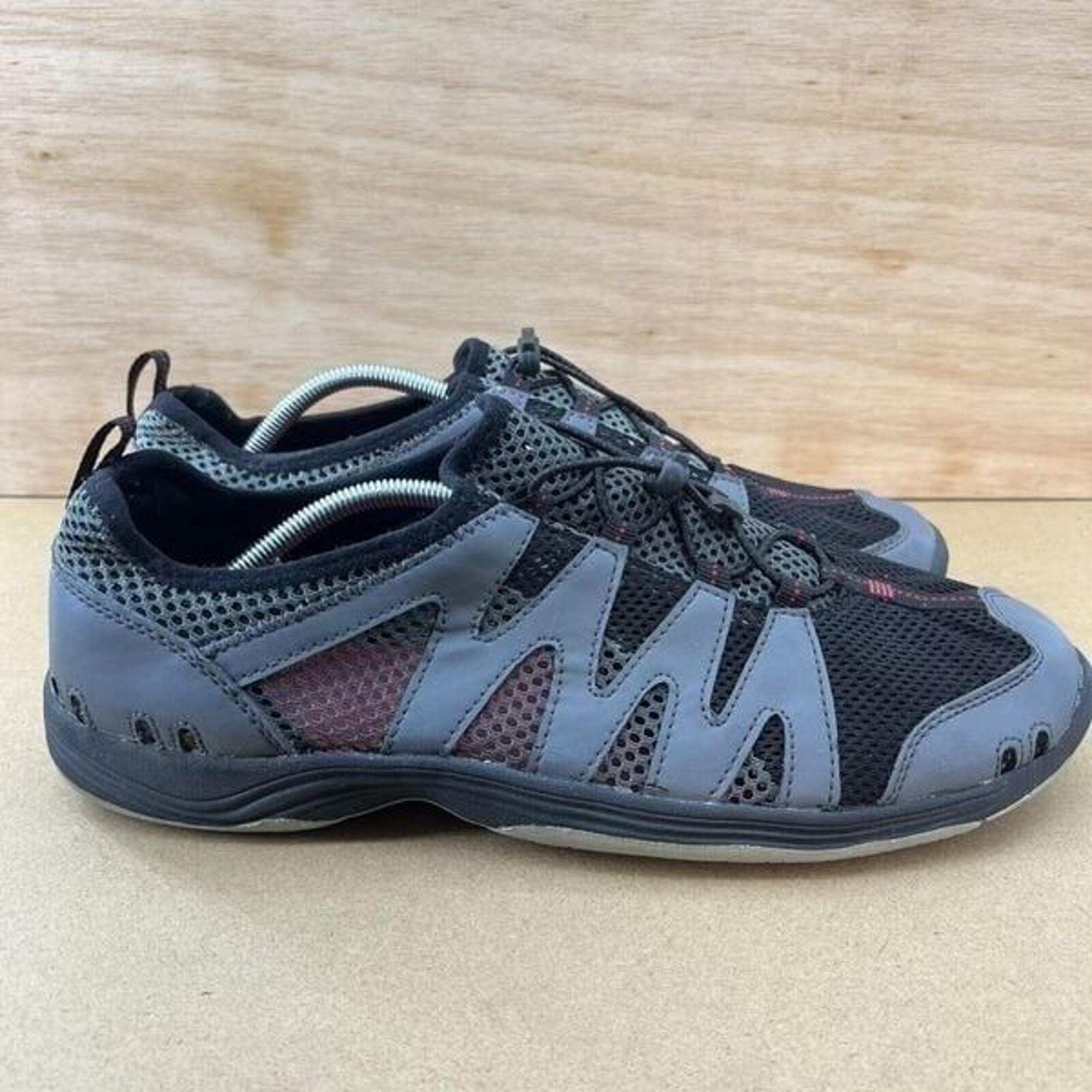 Lands' End Men  Size 13 EE Shoes Gray Leather Mesh Slip Athletic Water Sneaker