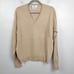 Vintage Sims Ltd 100% Cashmere Sweater Mens Medium Tan V-Neck Made in Scotland
