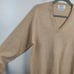 Vintage Sims Ltd 100% Cashmere Sweater Mens Medium Tan V-Neck Made in Scotland