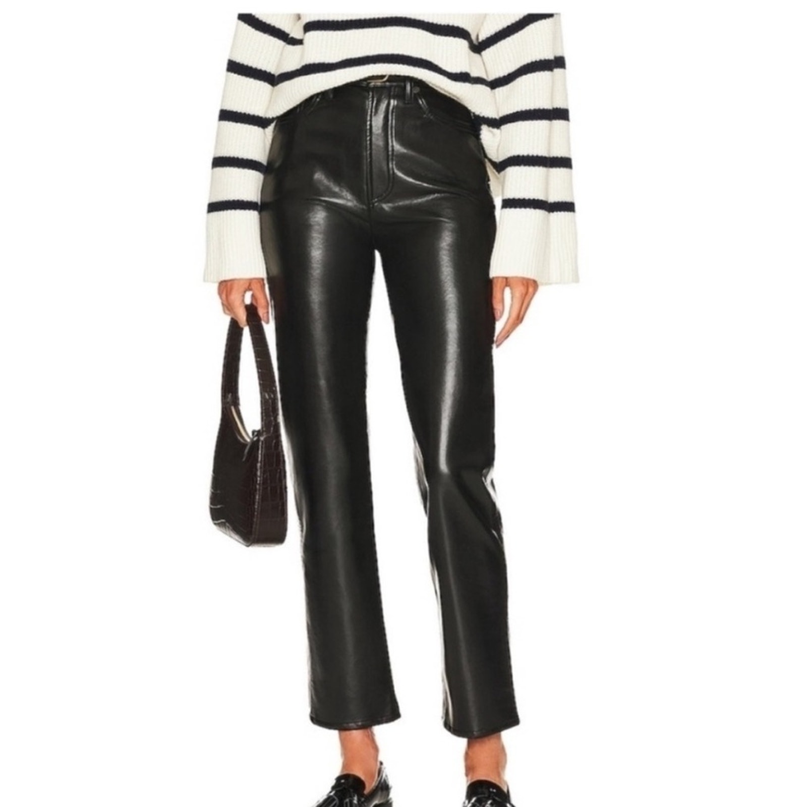 AGOLDE 90s Pinch Waist Long recycled leather-blend straight-leg pants 26