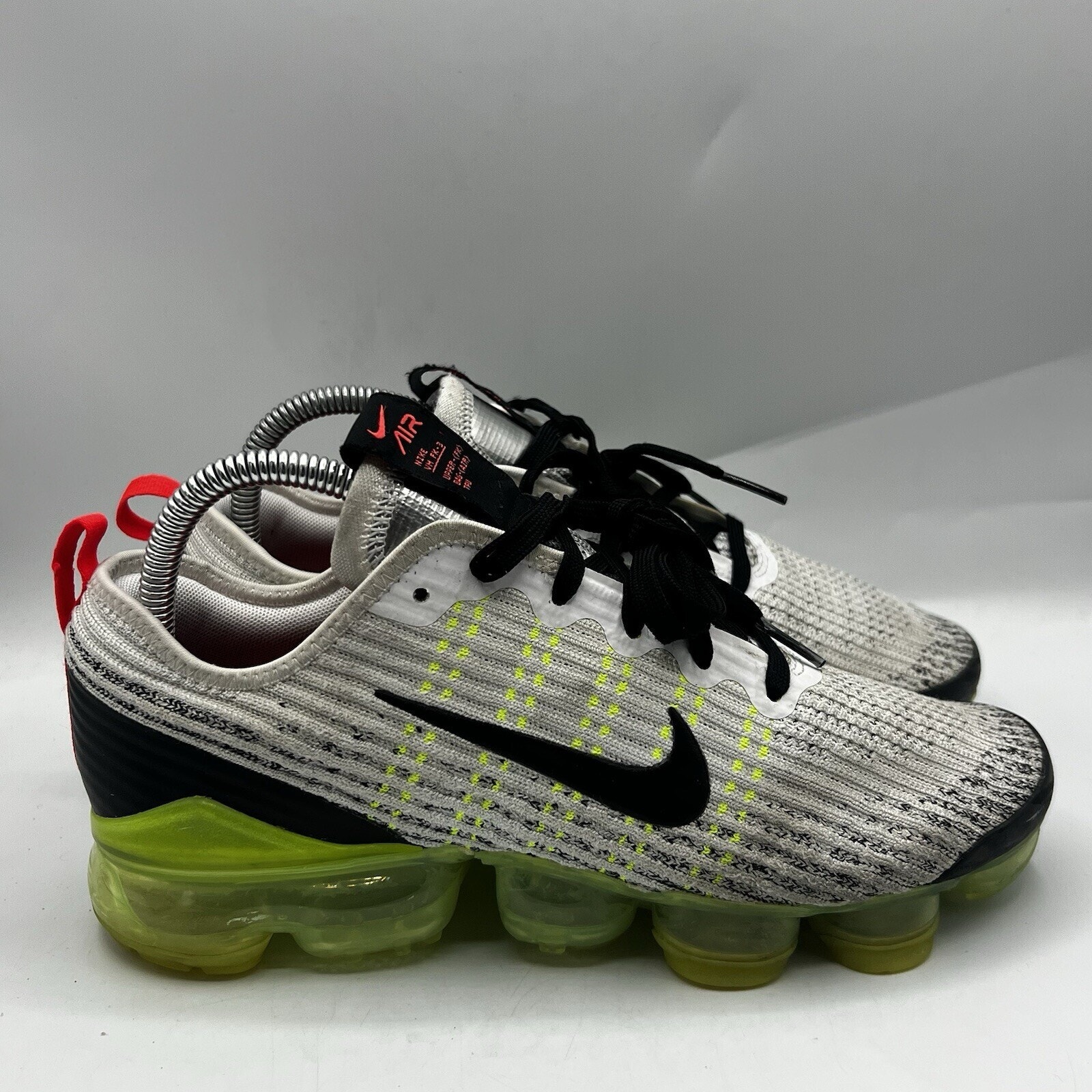 Nike Air Vapormax Flyknit 3 White Volt Womens Size 6.5Y Running Shoes BQ5238-100