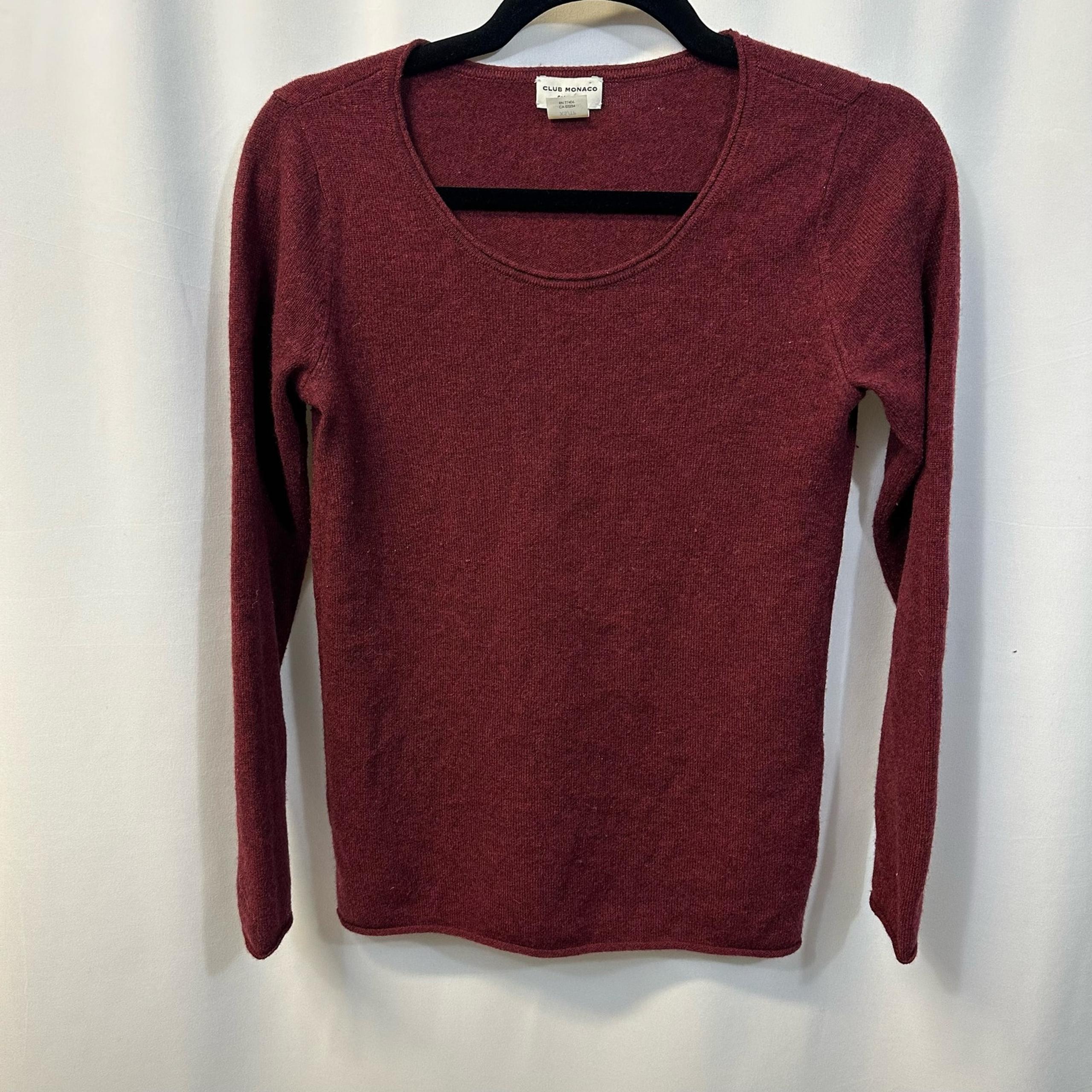 Club Monaco 100% Cashmere Red Crew Neck Long Sleeve Sweater XS