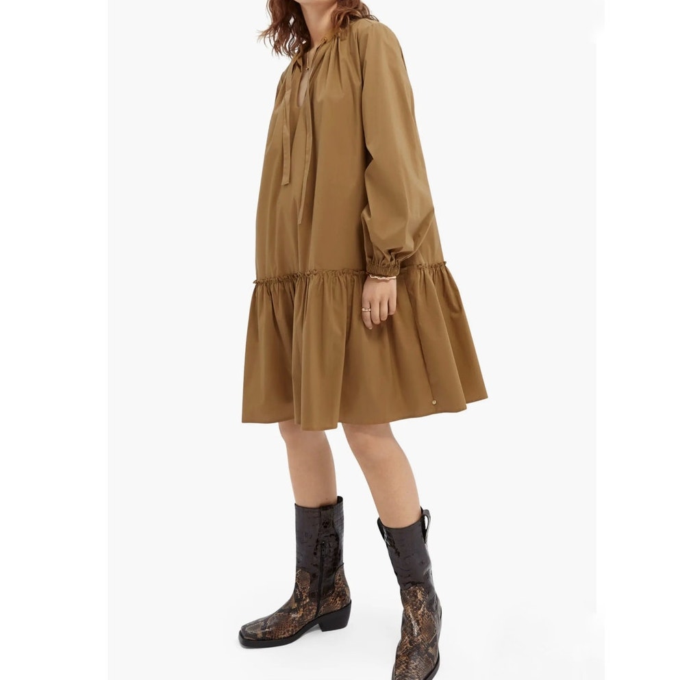 Scotch and Soda Voluminous Long Sleeve Cotton Blend Shift Dress Size Large