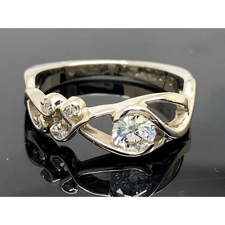 Engagement Ring Diamond 0.34ctw 14k White Gold Euro Shank Women's Size 5.5